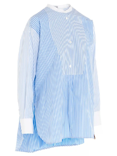 Shop Loewe Patchwork Striped Shirt In Blue
