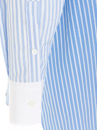 Shop Loewe Patchwork Striped Shirt In Blue