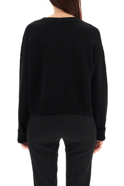 Shop Versace Logo Intarsia Sweater In Black