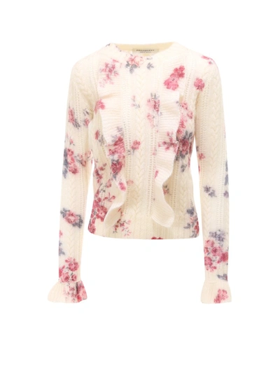 Shop Philosophy Di Lorenzo Serafini Floral Print Knit Sweater In White