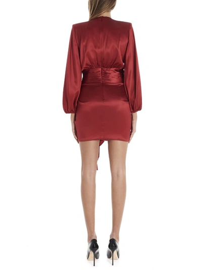 Shop Alexandre Vauthier Buckle Detail Draped Dress In Red