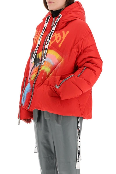 Shop Khrisjoy Graphic Printed Down Jacket In Red