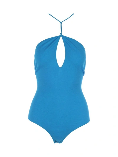 Shop Bottega Veneta Open Back Bodysuit In Blue