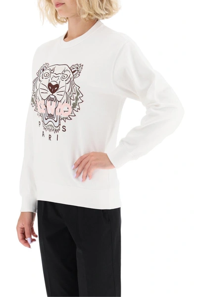 Shop Kenzo Tiger Embroidered Sweatshirt In White