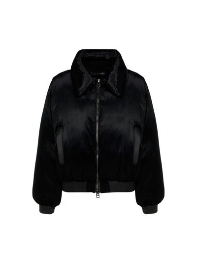 Shop Tom Ford Padded Bomber Jacket In Black