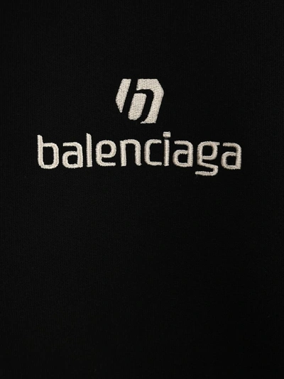 Shop Balenciaga Sponsor Logo Embroidered Hoodie In Black