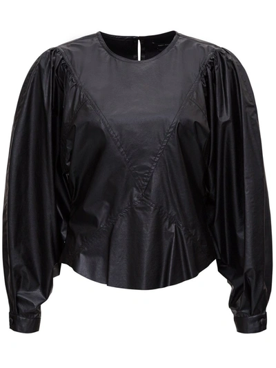 Shop Isabel Marant Dobson Puff Sleeve Top In Black