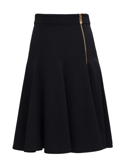 Shop Versace Zipped Jersey Skirt In Black
