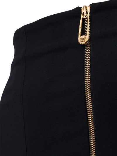 Shop Versace Zipped Jersey Skirt In Black