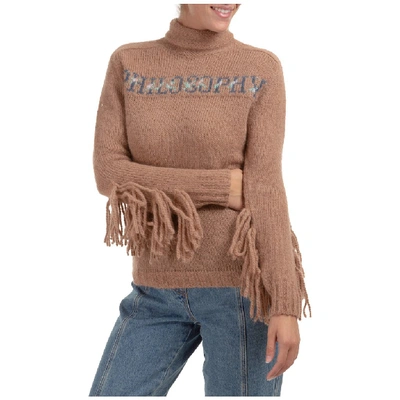 Shop Philosophy Di Lorenzo Serafini Turtleneck Fringed Sweater In Brown