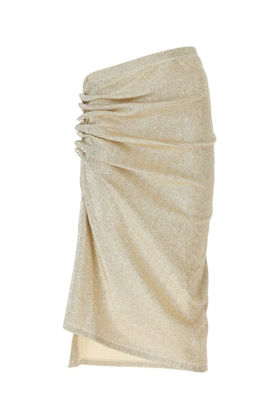 Shop Rabanne Paco  Glitter Ruched Skirt In Gold