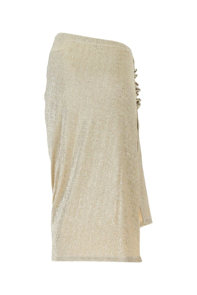 Shop Rabanne Paco  Glitter Ruched Skirt In Gold