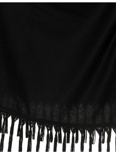 Shop Saint Laurent Fringed Poncho In Black