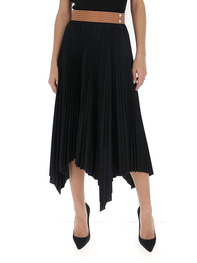 Shop Loewe Pleated Skirt In Black