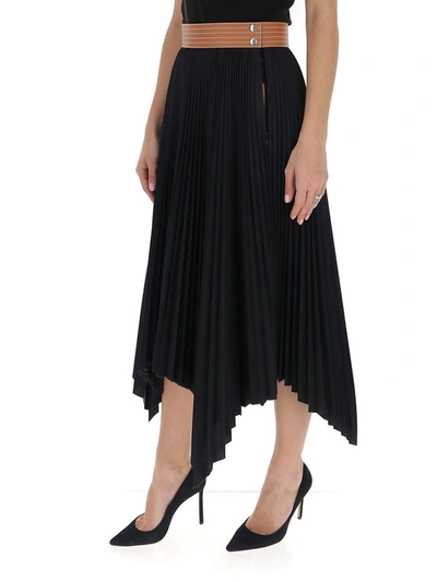 Shop Loewe Pleated Skirt In Black