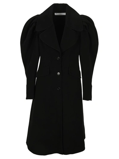 Shop Jw Anderson Puff Shoulder Oversized Coat In Black