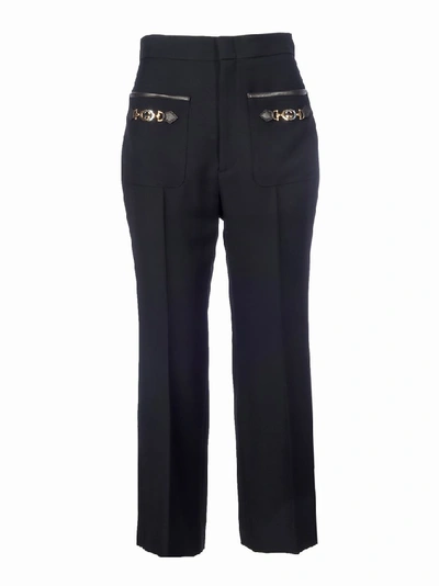 Shop Gucci Horsebit Straight Leg Pants In Black