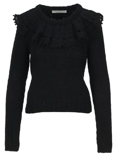 Shop Philosophy Di Lorenzo Serafini Ruffled Knitted Sweater In Black