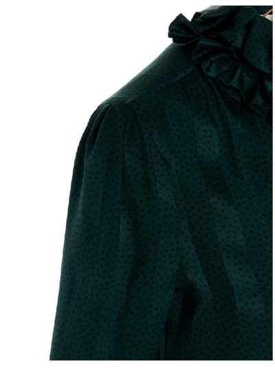 Shop Saint Laurent Ruffled Collar Blouse In Green