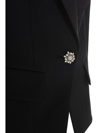 Shop Alexandre Vauthier Jewel Button Tuxedo Blazer In Black