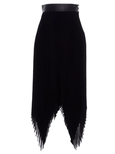 Shop Loewe Asymmetric Pleated Skirt In Black