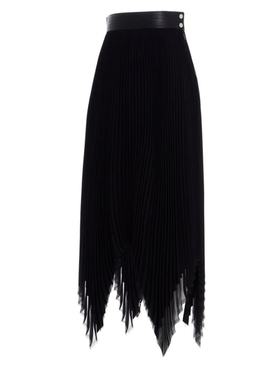 Shop Loewe Asymmetric Pleated Skirt In Black