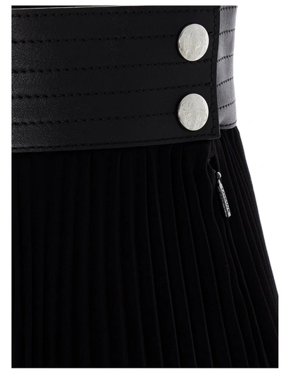Shop Loewe Asymmetric Pleated Skirt In Black