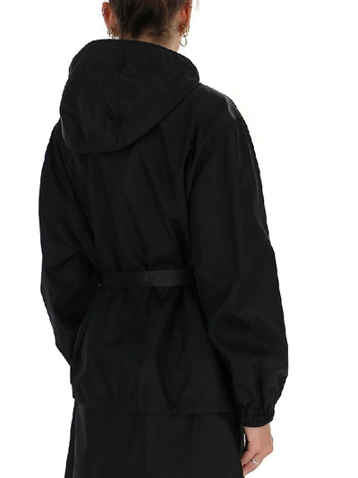 Shop Prada Belted Pouch Hooded Jacket In Black