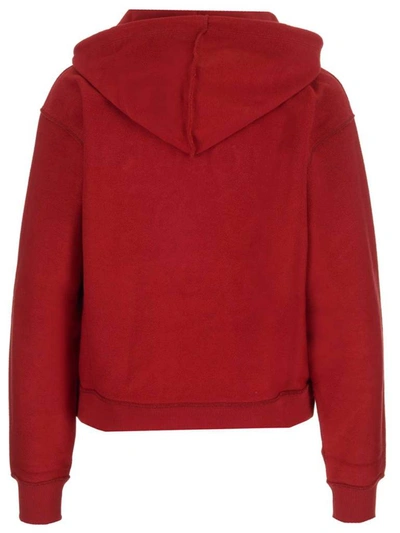 Shop Loewe Anagram Embroidered Hoodie In Red