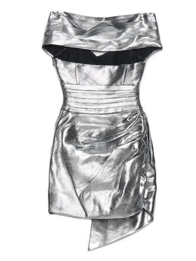 Shop Alexandre Vauthier Draped Mini Dress In Silver