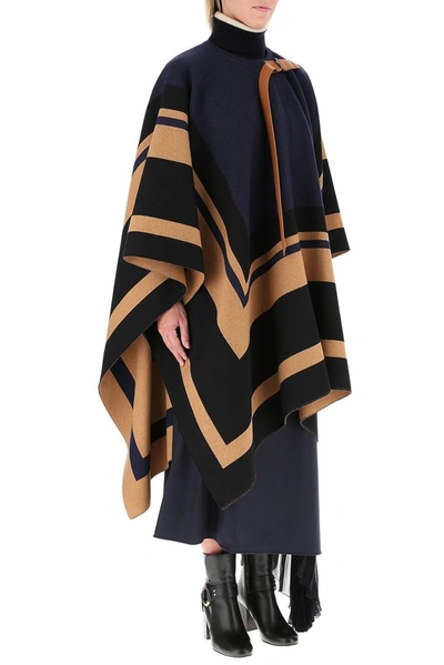 Shop Chloé Striped Knit Poncho In Multi