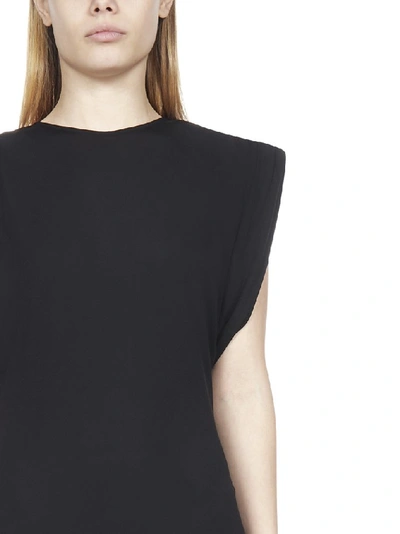 Shop Versace Structured Shoulder Mini Dress In Black