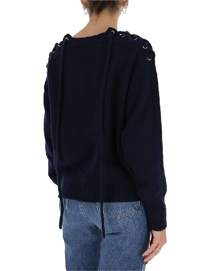 Shop See By Chloé Lace Up Knitted Sweater In Blue