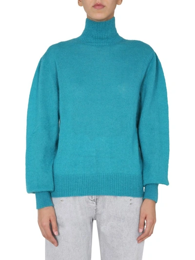 Shop Alberta Ferretti Turtleneck Knit Sweater In Blue