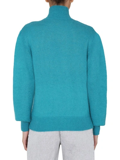 Shop Alberta Ferretti Turtleneck Knit Sweater In Blue