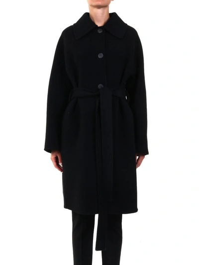 Shop Loewe Belted Coat In Black