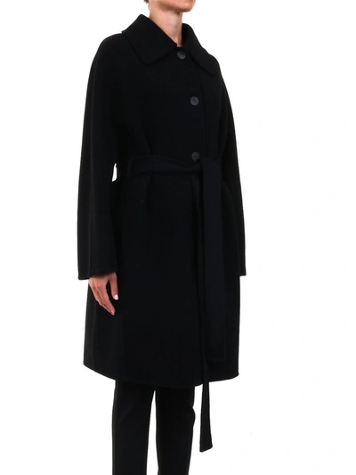 Shop Loewe Belted Coat In Black
