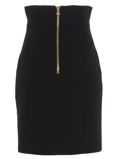 Shop Balmain Embellished Pencil Skirt In Black