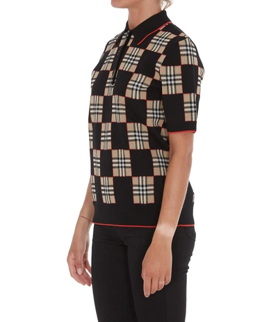 Shop Burberry Chequer Jacquard Polo Shirt In Multi