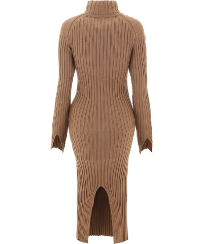 Shop Kenzo Ribbed Knit Dress In Brown
