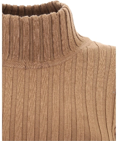 Shop Kenzo Ribbed Knit Dress In Brown