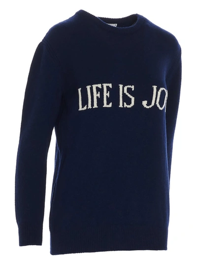 Shop Alberta Ferretti Life Is Joy Knit Sweater In Blue