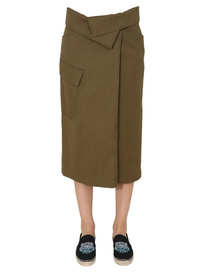 Shop Kenzo Asymmetric Wrap Skirt In Brown