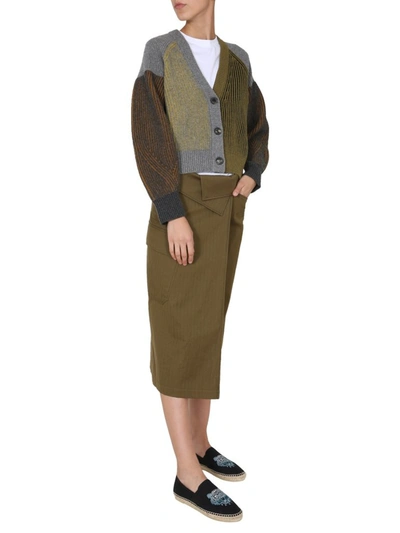 Shop Kenzo Asymmetric Wrap Skirt In Brown