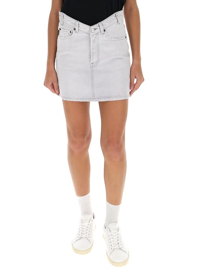 Shop Balenciaga Mini Denim Skirt In Grey