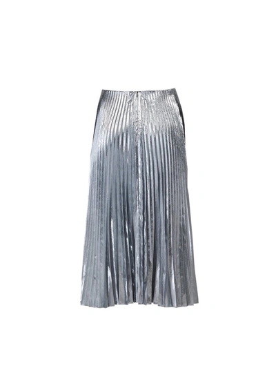 Shop Balenciaga Pleated Midi Skirt In Silver