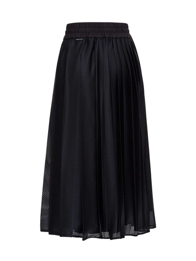 Shop Moncler Mesh Midi Skirt In Black