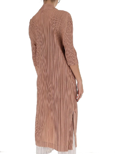 Shop Issey Miyake Pleats Please By  Pleated Midi Coat In Pink