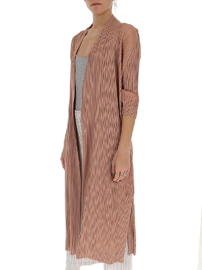 Shop Issey Miyake Pleats Please By  Pleated Midi Coat In Pink