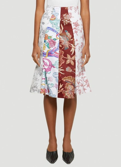 Shop Marine Serre Floral Print Patchwork Skirt In Multi